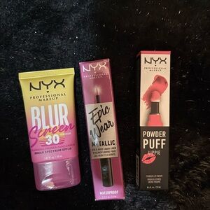 Makeup bundle-  Blur Primer, Metallic Epic Wear Liner, Powder Puff Lippie